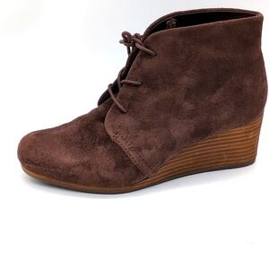 Dr. Scholl's Boots Womens Dakota Brown 6 Ankle Bootie Shoe Wedge Heel Lace Up
